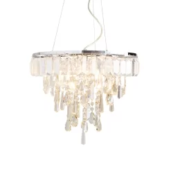 Eleanor Champagne Crystal Pendant, Chrome