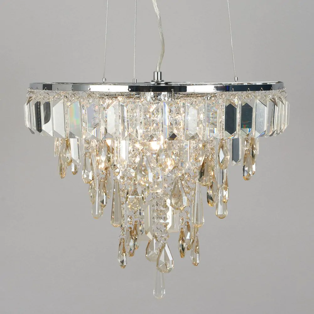 Eleanor Champagne Crystal Pendant, Chrome - Image 3