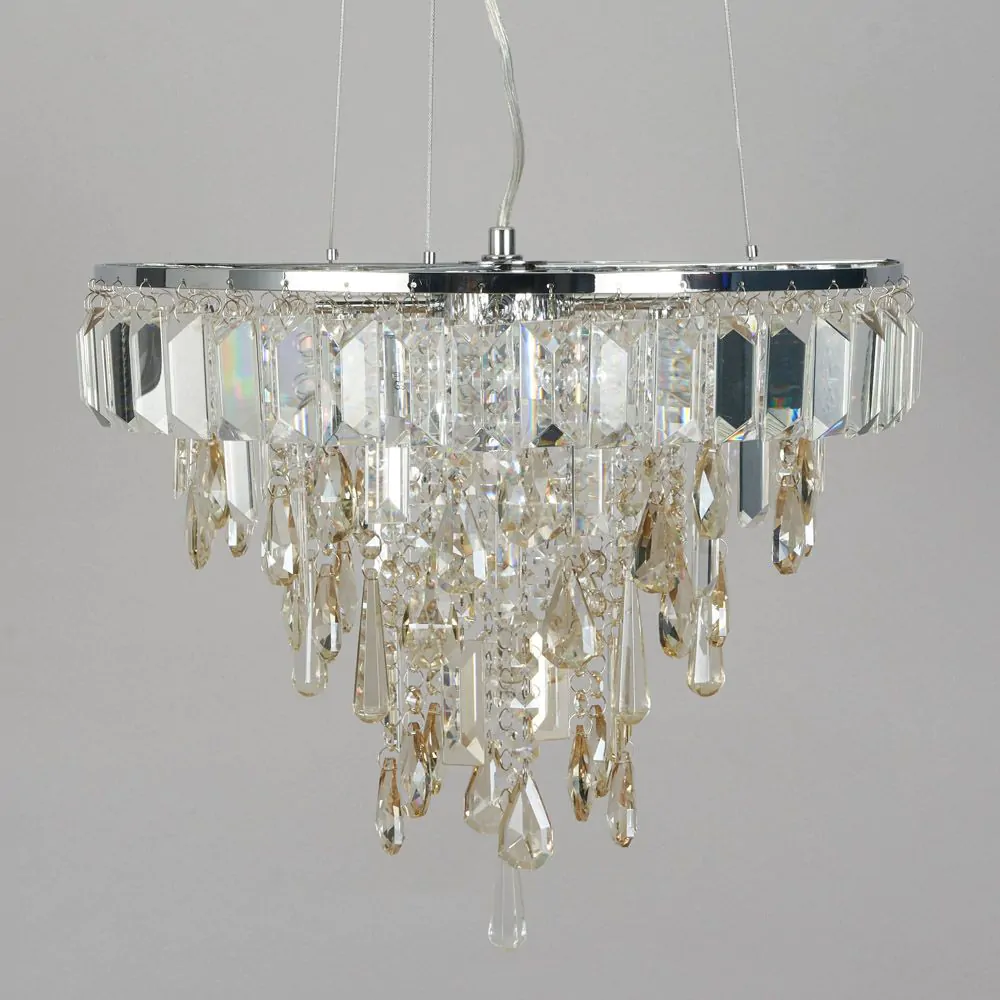 Eleanor Champagne Crystal Pendant, Chrome - Image 4