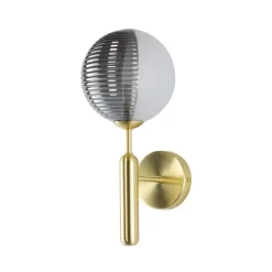 Emile Wall Light With Smoked And Opal Glass Shades, Satin Brass