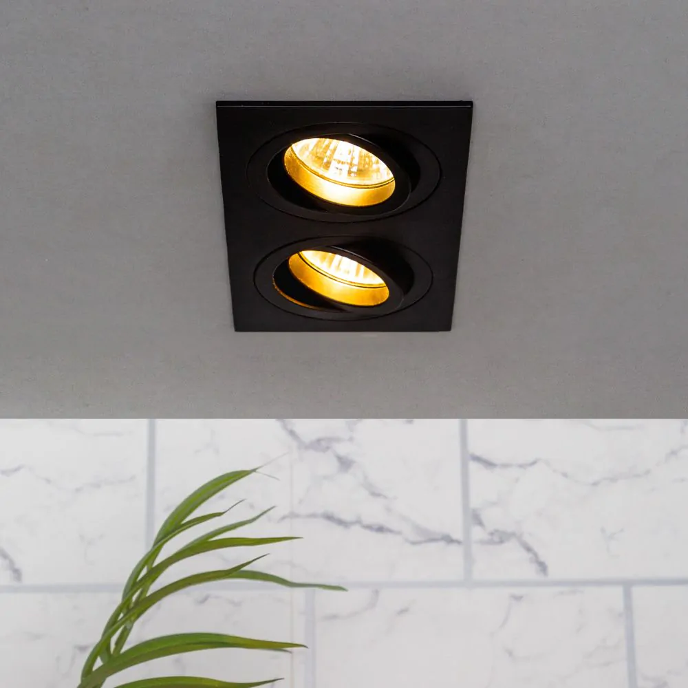 Faina Adjustable Double Squared Recessed Downlight, Matte Black - Image 2