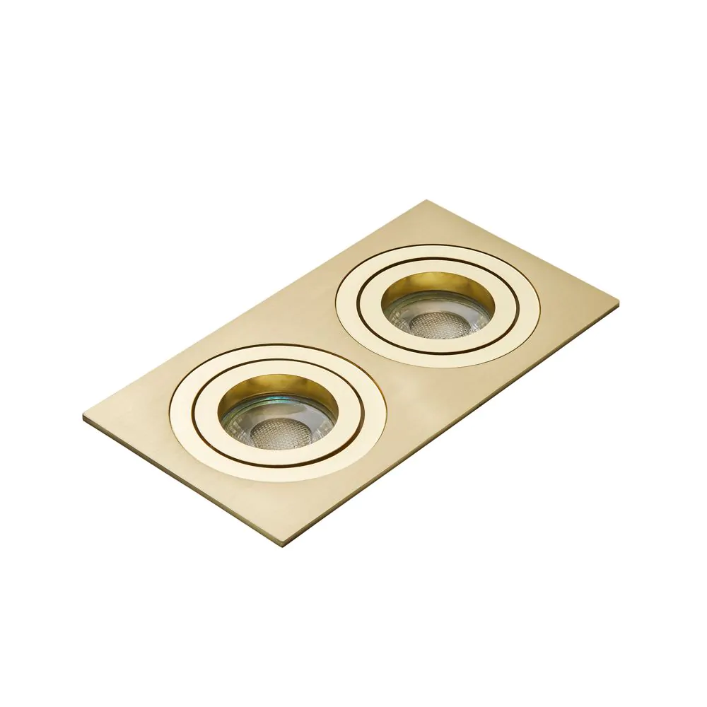 Faina Adjustable Double Squared Recessed Downlight, Brass