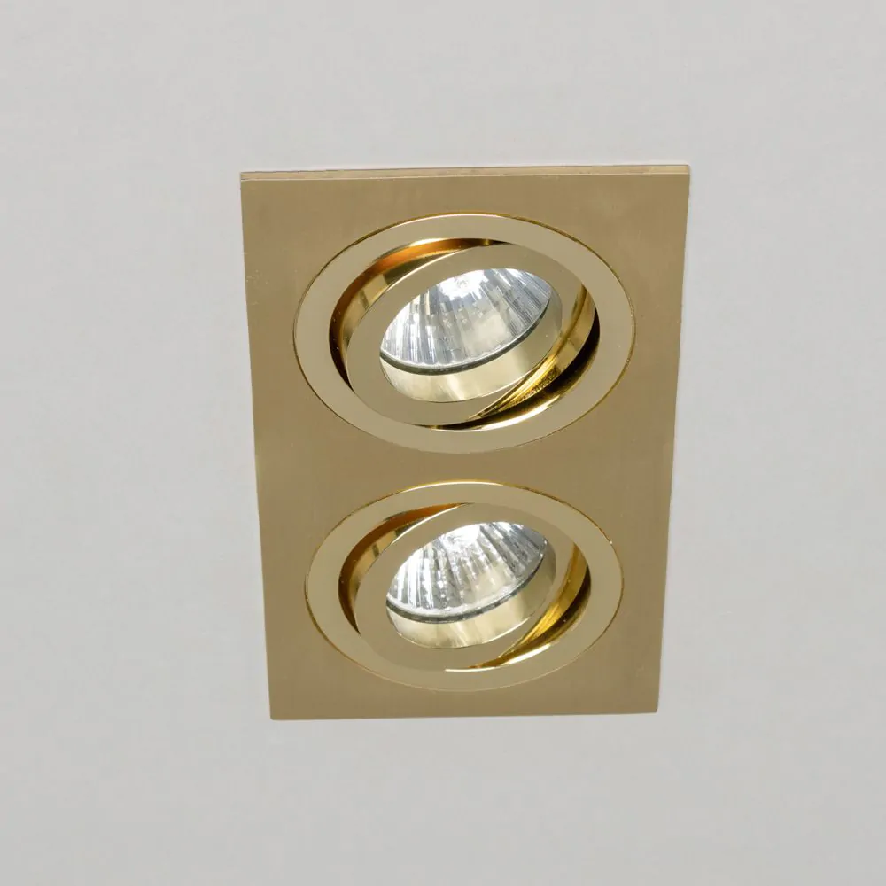 Faina Adjustable Double Squared Recessed Downlight, Brass - Image 4