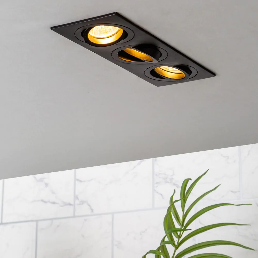 Faina Adjustable Triple Squared Recessed Downlight, Matte Black - Image 2