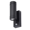 Fara Outdoor Up And Down Wall Light With PIR Sensor, Black