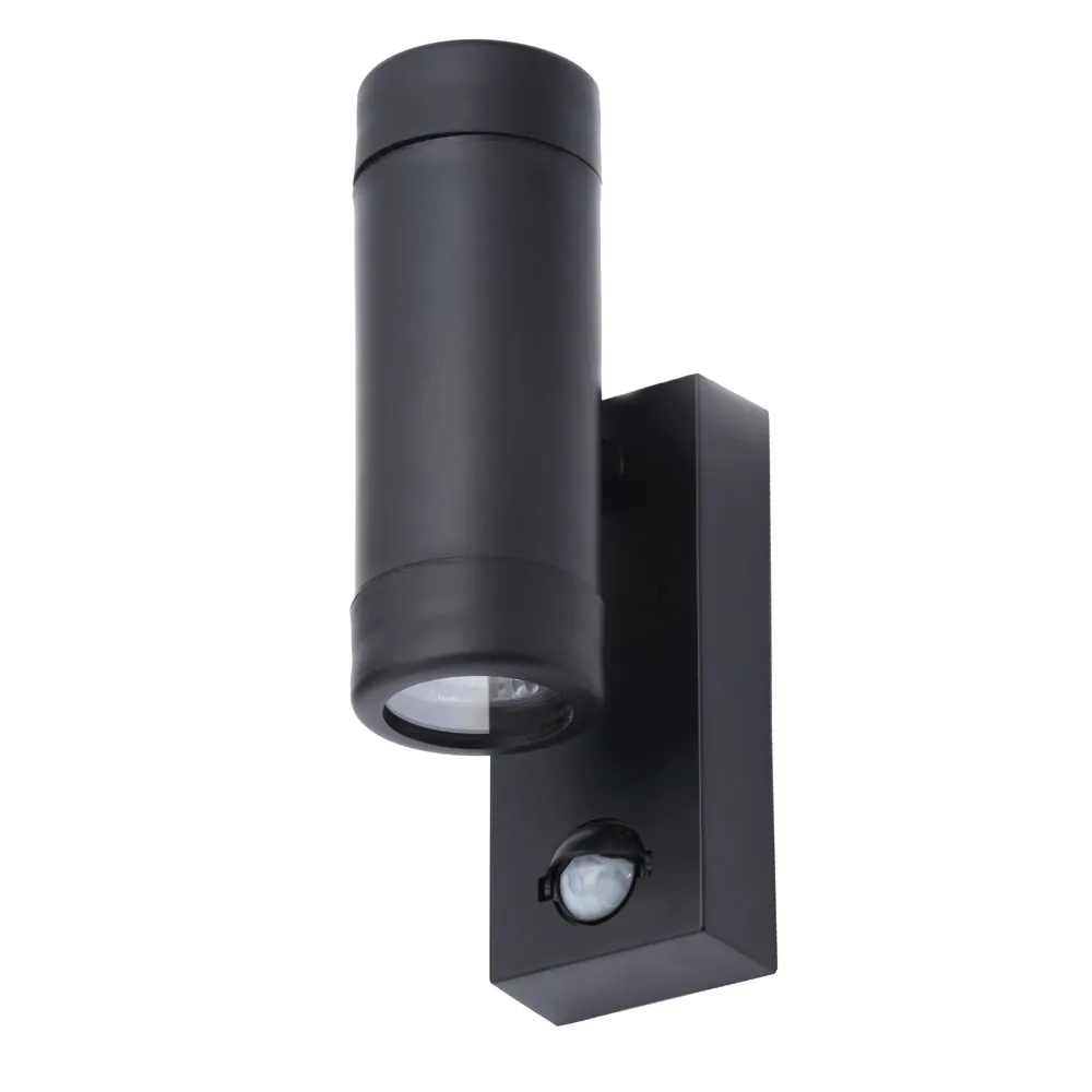 Fara Outdoor Up And Down Wall Light With PIR Sensor, Black