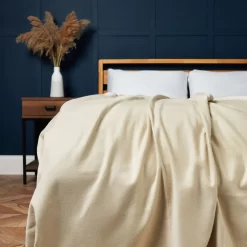 Felt Throw With Blanket Stitch Detail, Natural