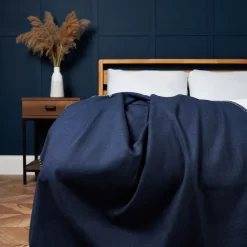 Felt Throw With Blanket Stitch Detail, RAF Blue