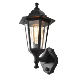 Ferris Outdoor Polycarbonate Wall Lantern With PIR Sensor, Black