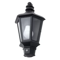 Findlay Outdoor Traditional Half Lantern With Photocell, Black