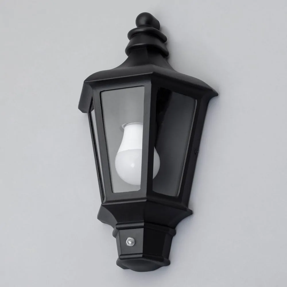 Findlay Outdoor Traditional Half Lantern With Photocell, Black - Image 4