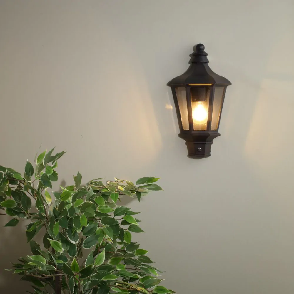 Findlay Outdoor Traditional Half Lantern With Photocell, Black - Image 2