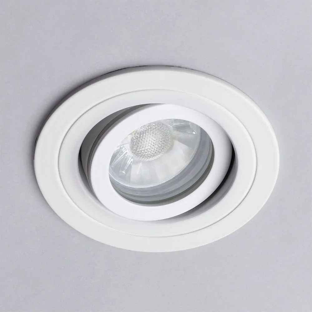 Fion Circular IP65 Tiltable Downlight, Matte White - Image 4