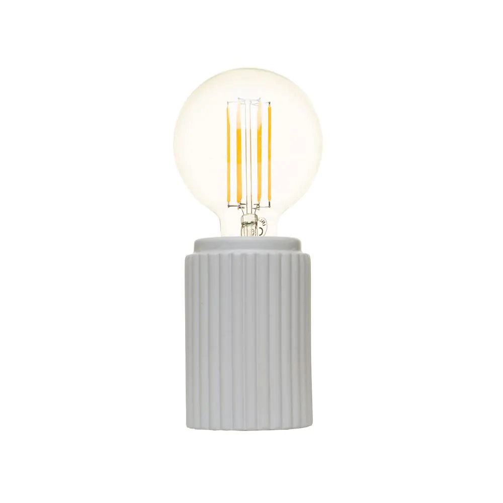 Fir Ribbed Base Table Lamp, Grey