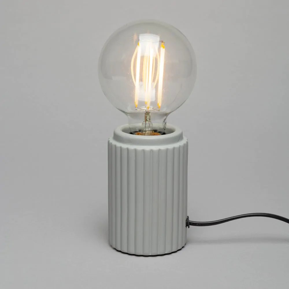 Fir Ribbed Base Table Lamp, Grey - Image 3