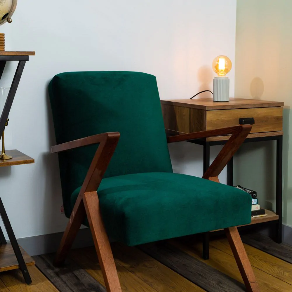 Fir Ribbed Base Table Lamp, Grey - Image 2