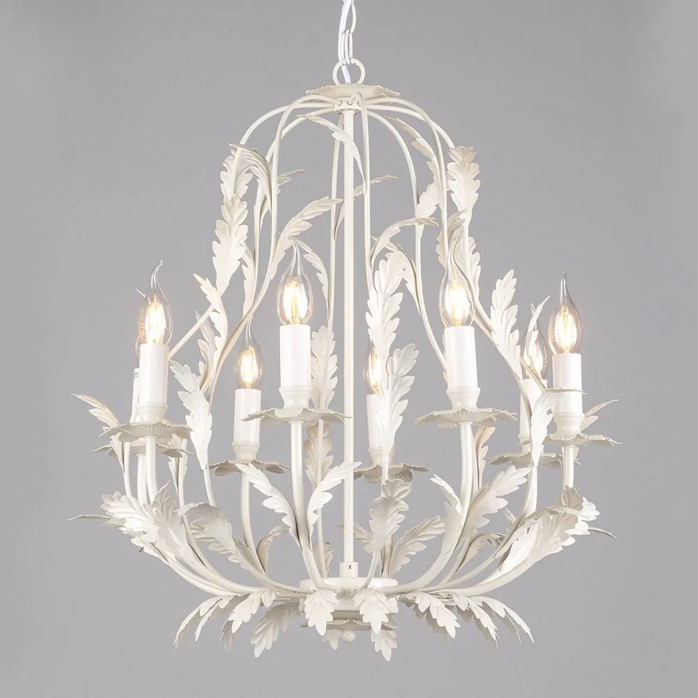 Flo 8 Light Chandelier, Satin Ivory - Image 3