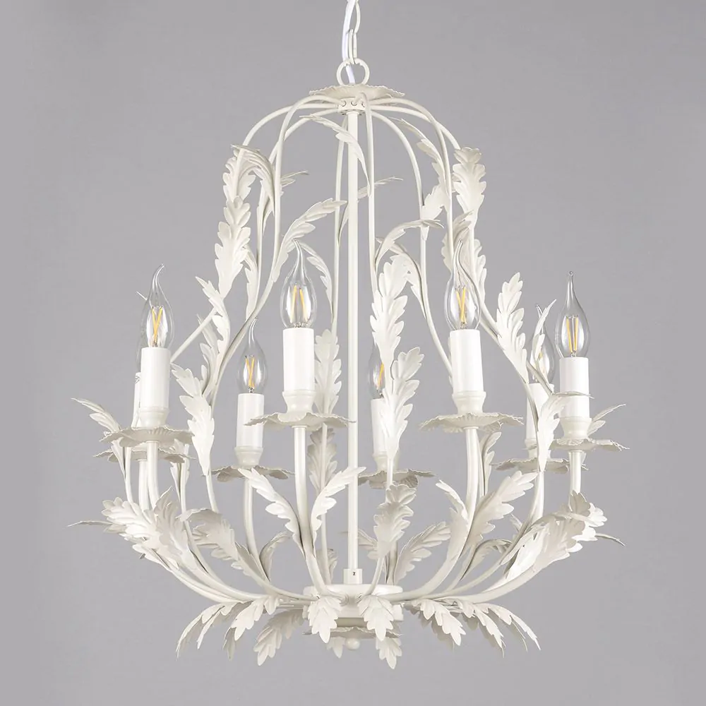Flo 8 Light Chandelier, Satin Ivory - Image 4