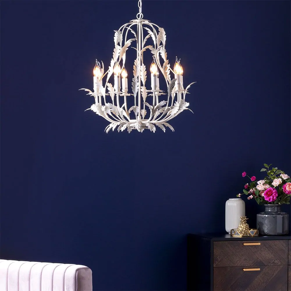 Flo 8 Light Chandelier, Satin Ivory - Image 2