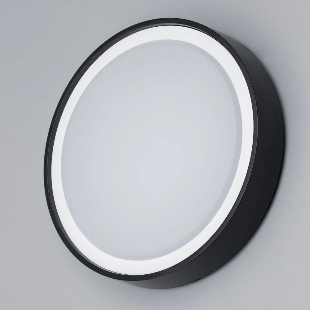 Flotta Small Outdoor LED Round Flush Wall Light, Black - Image 4