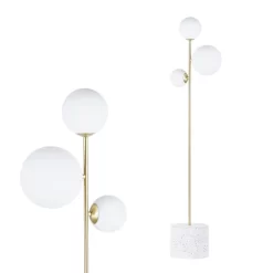 Forella Floor Lamp, Satin Brass