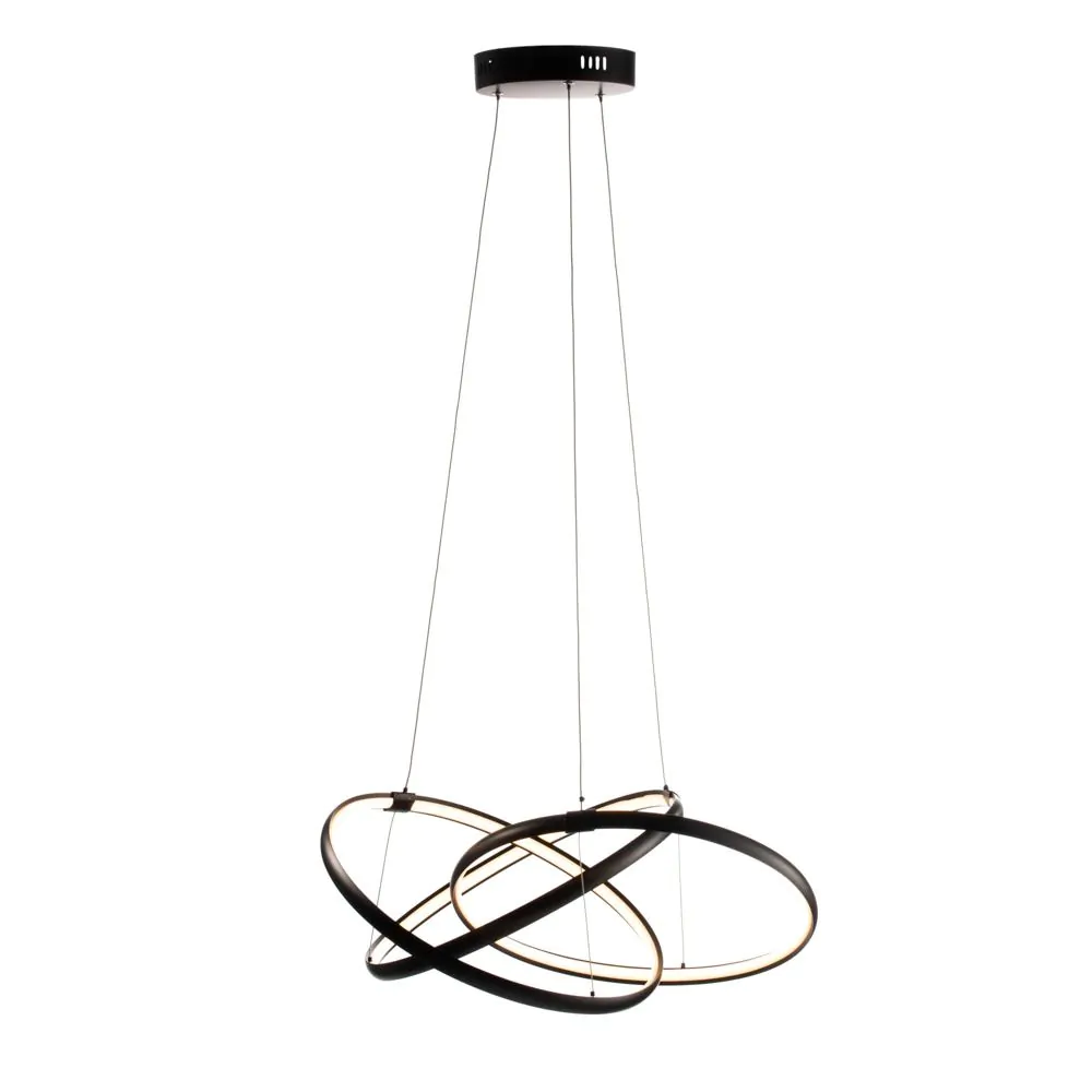 Sola LED Triple Ring Ceiling Pendant, Matte Black - Image 8