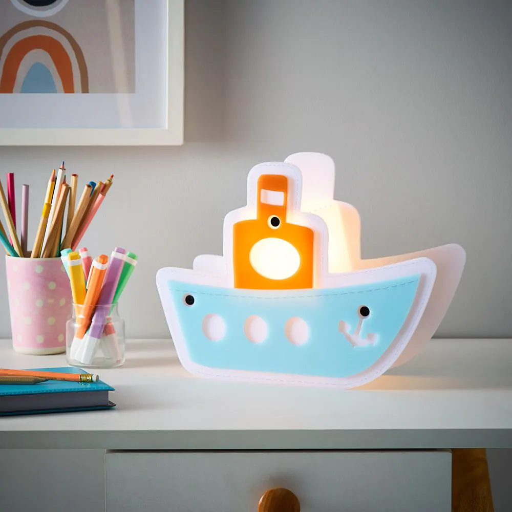 Glow Boat LED Table Lamp, White & Blue - Image 2