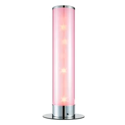 Glow Galaxy Colour Changing LED Cylinder Table Lamp, Chrome