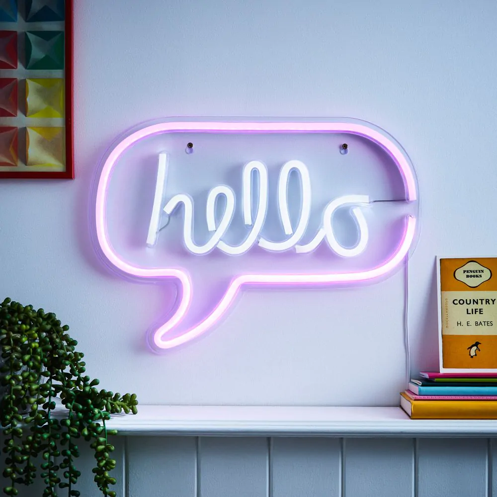 Glow Hello Neon Wall Light, Pink - Image 2