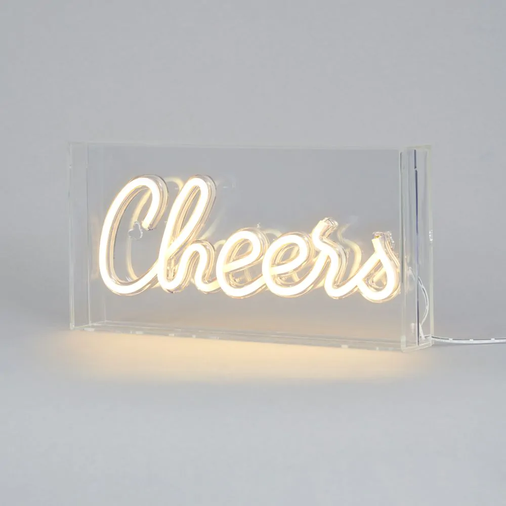 Glow LED Cheers Acrylic Neon Style Light Box, White - Image 3