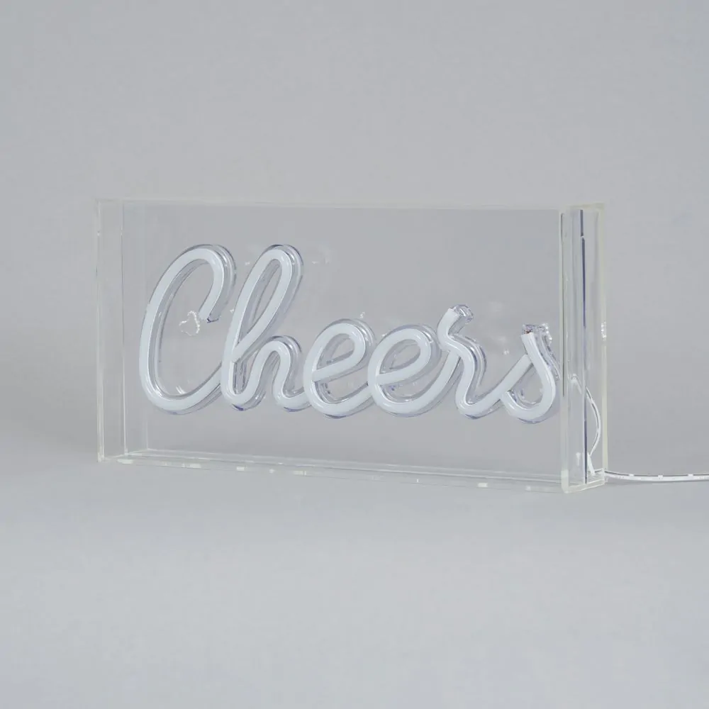 Glow LED Cheers Acrylic Neon Style Light Box, White - Image 4