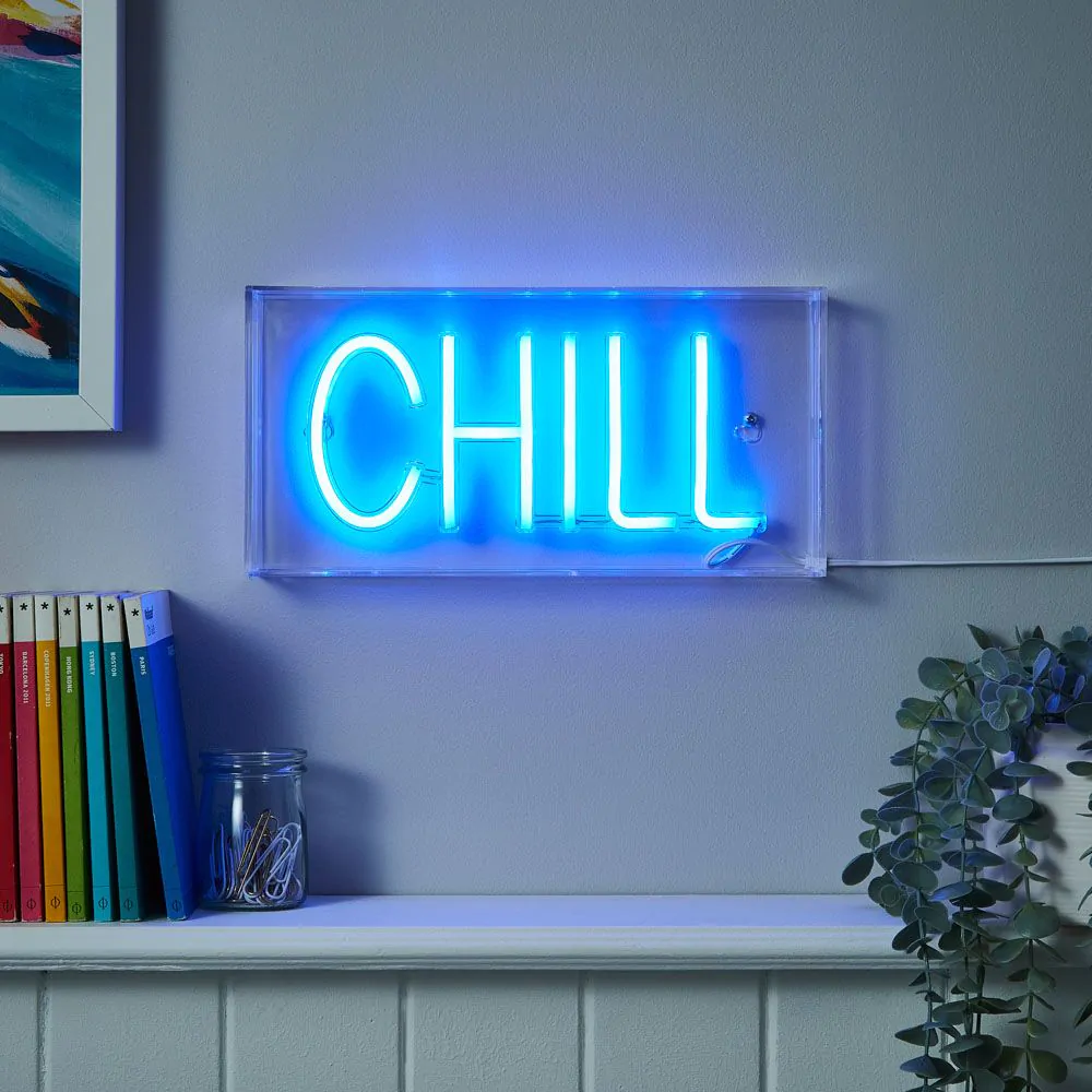 Glow LED Chill Acrylic Neon Style Light Box, Blue - Image 2