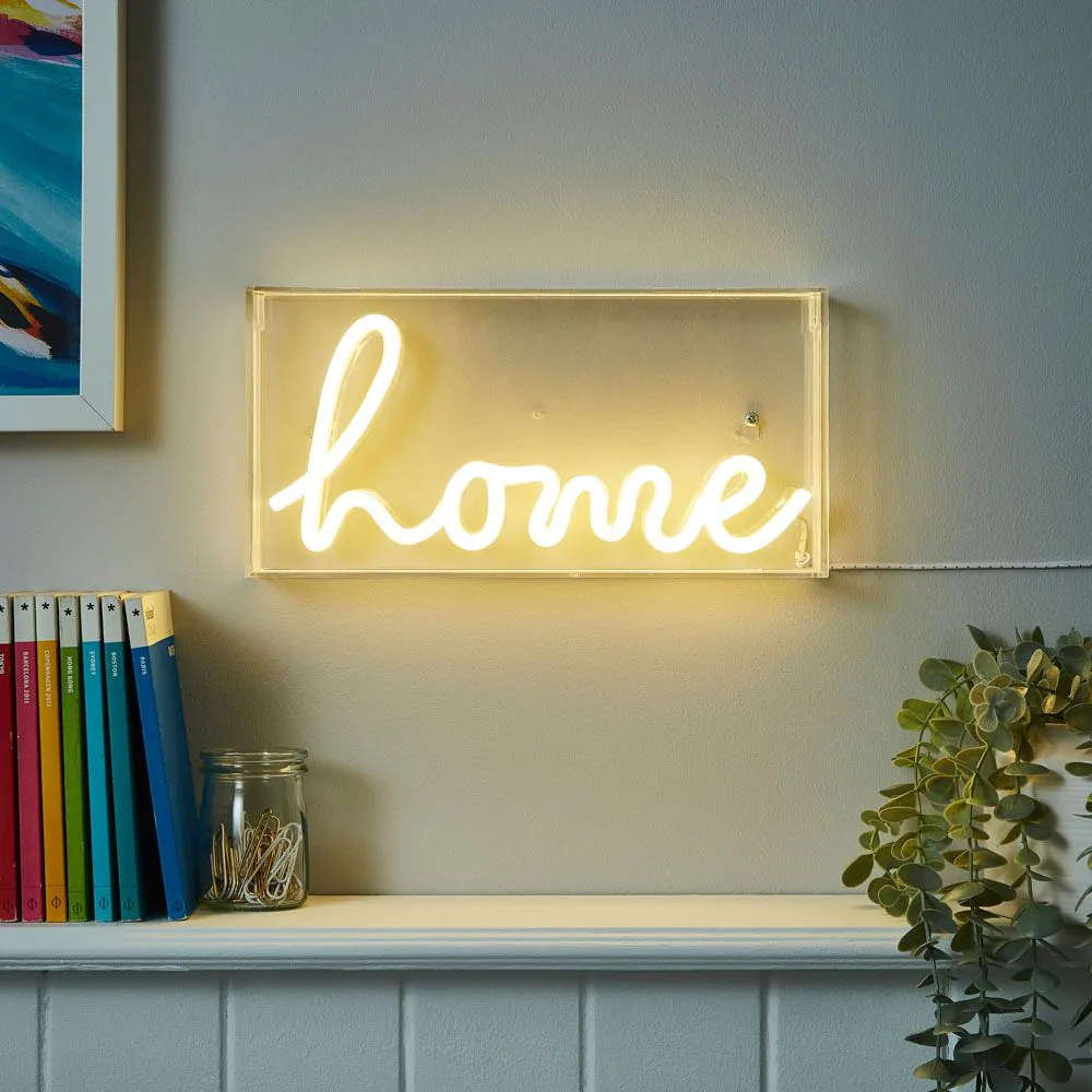 Glow LED Home Acrylic Neon Style Light Box, White - Image 2