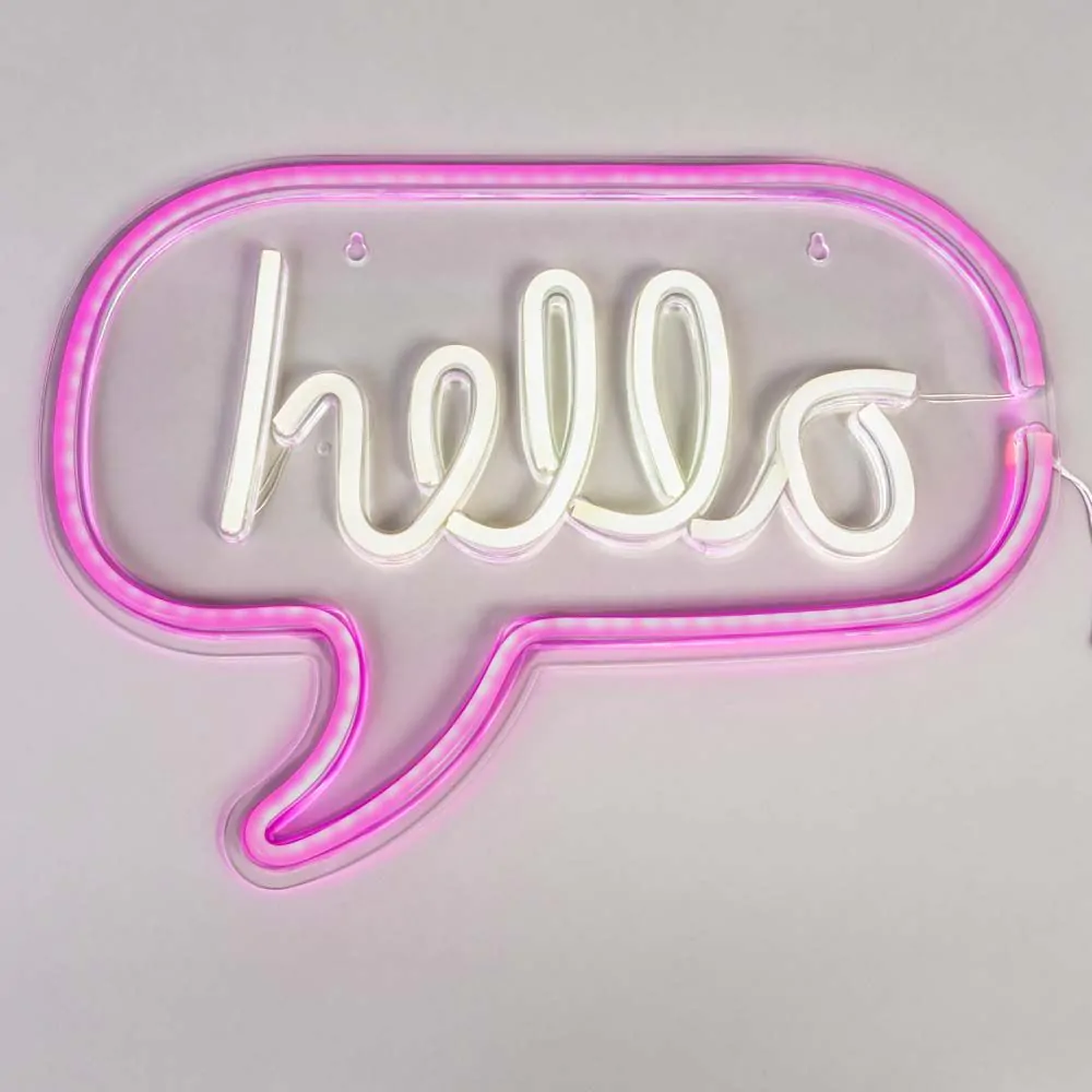 Glow Hello Neon Wall Light, Pink - Image 3