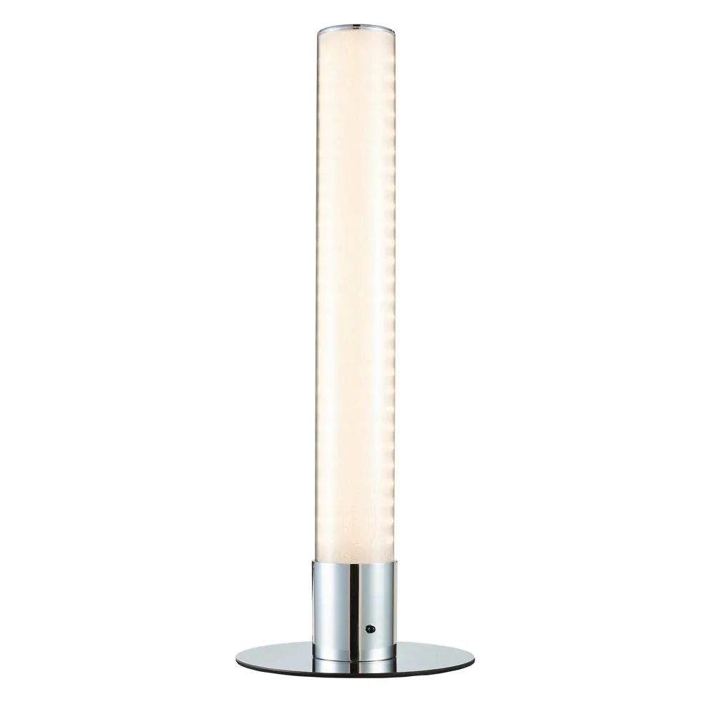 Glow Shimmer Colour Changing LED Cylinder Table Lamp, Chrome