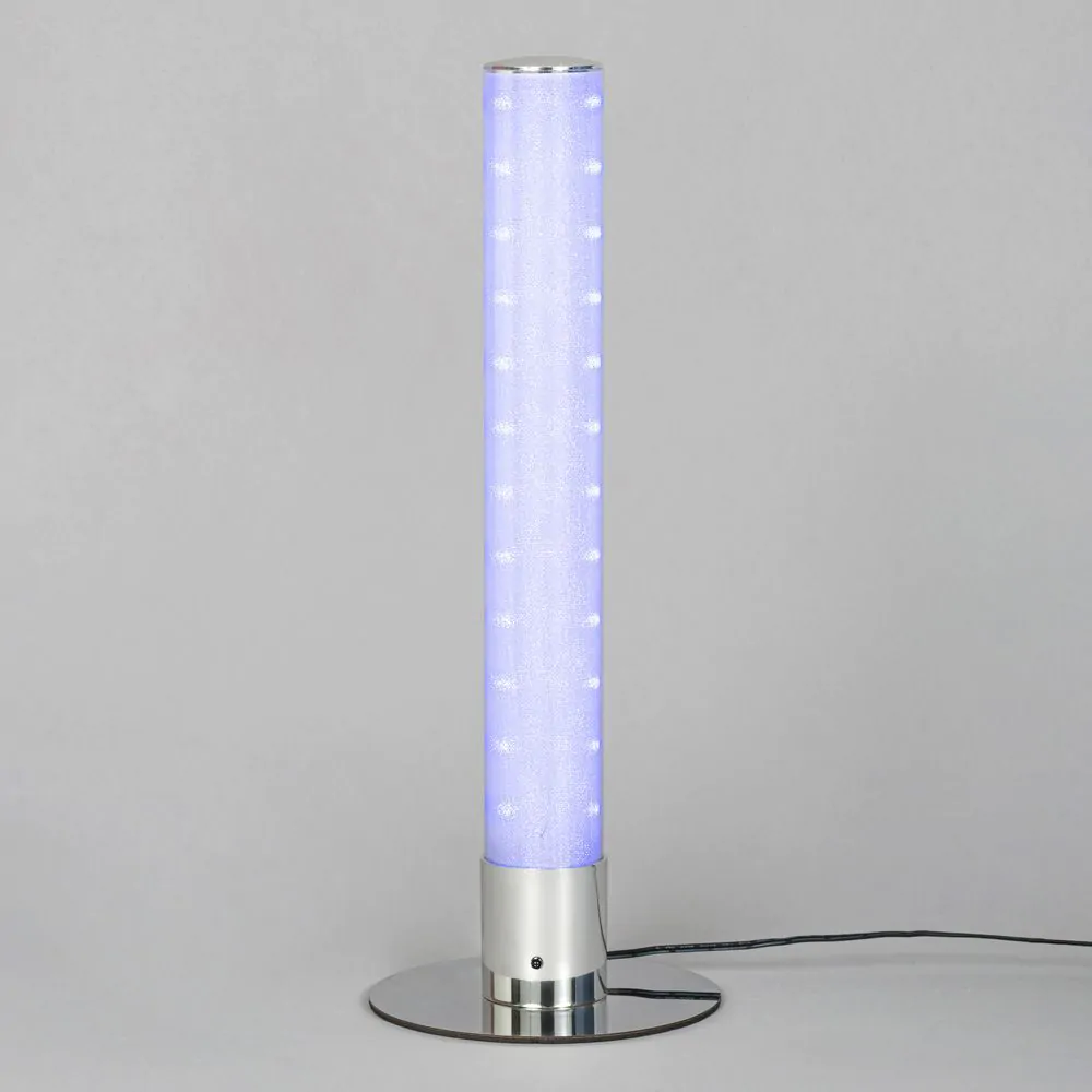 Glow Shimmer Colour Changing LED Cylinder Table Lamp, Chrome - Image 3