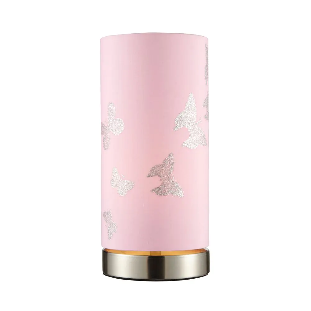 Glow Silver Butterfly Table Lamp, Pink
