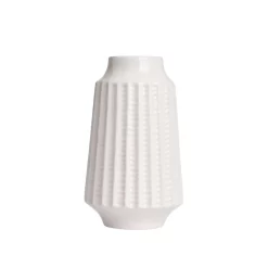 Grooved Ceramic Vase, Cream