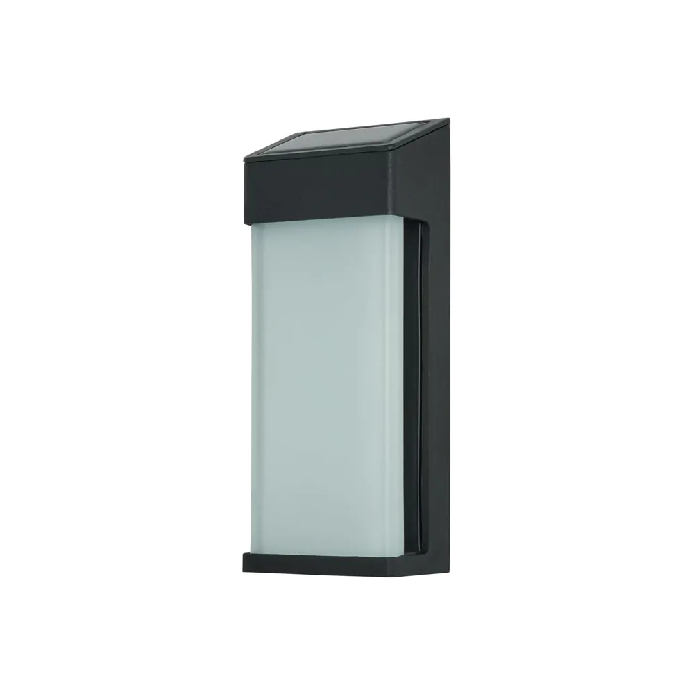 Gunay LED Outdoor Solar Wall Light, Black