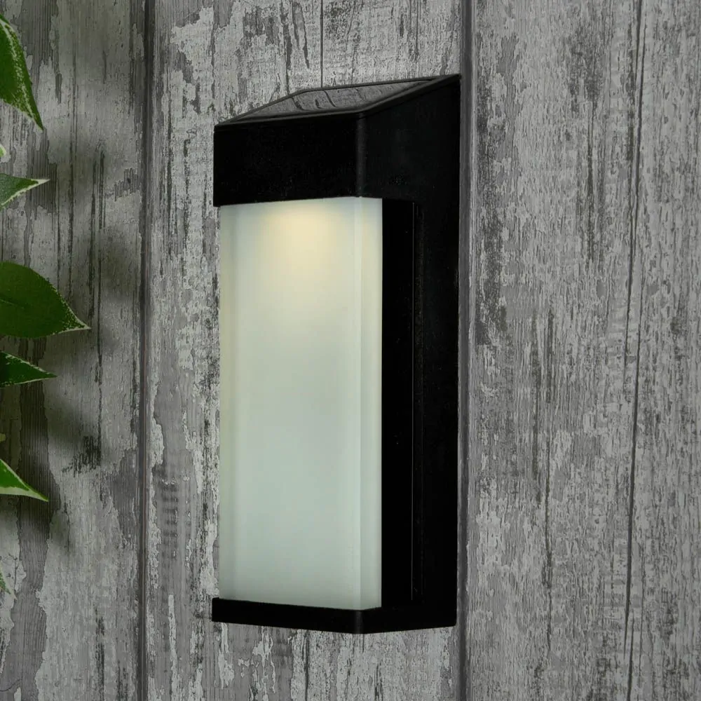 Gunay LED Outdoor Solar Wall Light, Black - Image 2