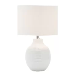 Gus Embossed Ceramic Table Lamp, White
