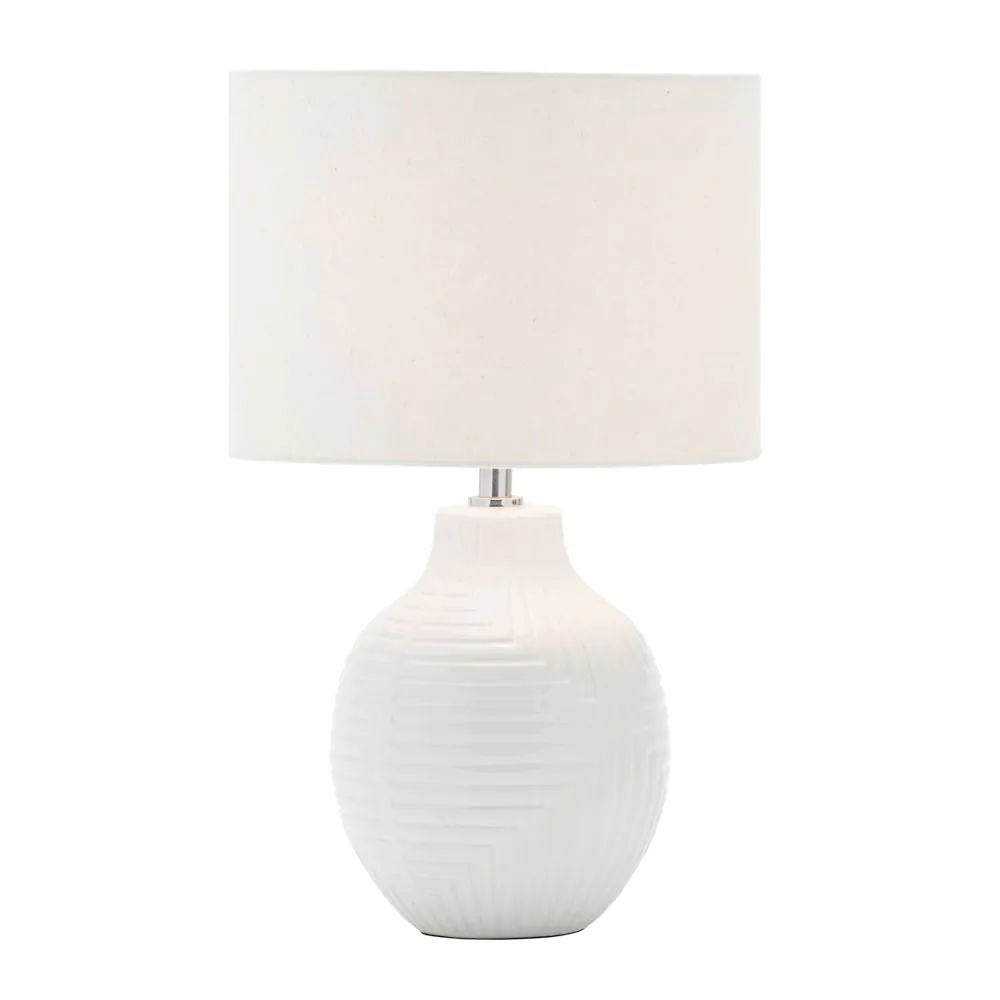 Gus Embossed Ceramic Table Lamp, White