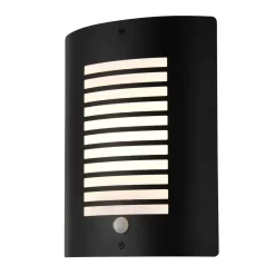 Hale Panel Slatted Wall Lantern With PIR, Black