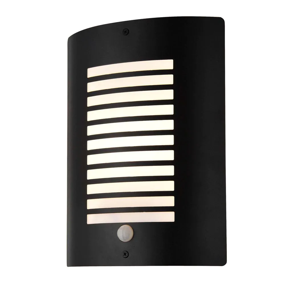Hale Panel Slatted Wall Lantern With PIR, Black