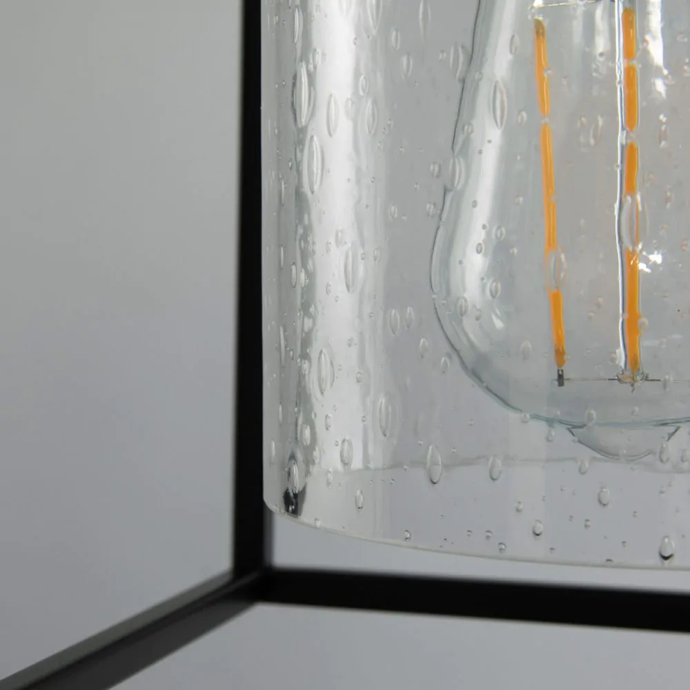 Hardy Cage Ceiling Pendant With Bubble Glass Shade, Matte Black - Image 5