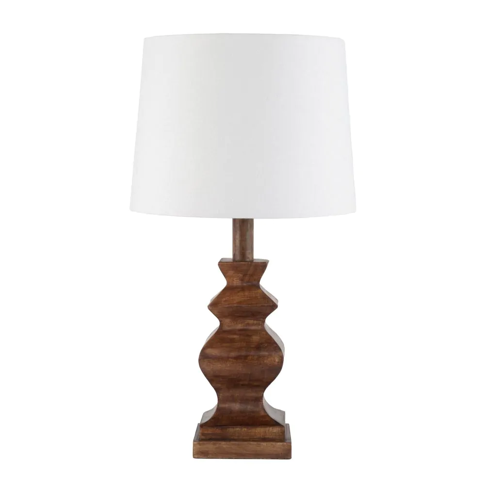Henlock Wooden Table Lamp With White Shade, Walnut