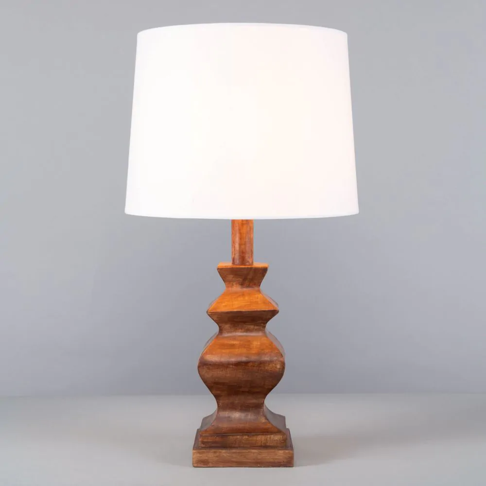 Henlock Wooden Table Lamp With White Shade, Walnut - Image 3