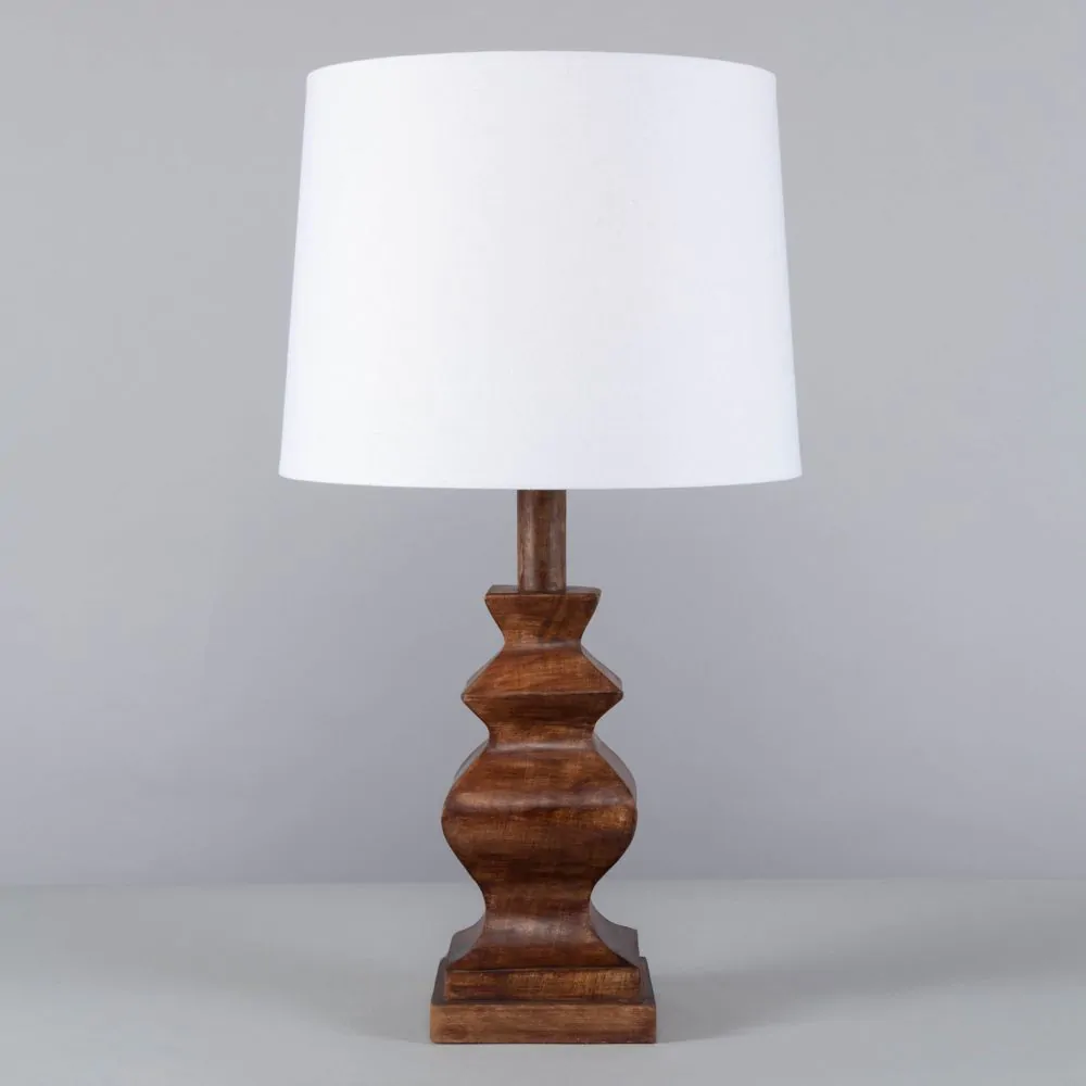 Henlock Wooden Table Lamp With White Shade, Walnut - Image 4