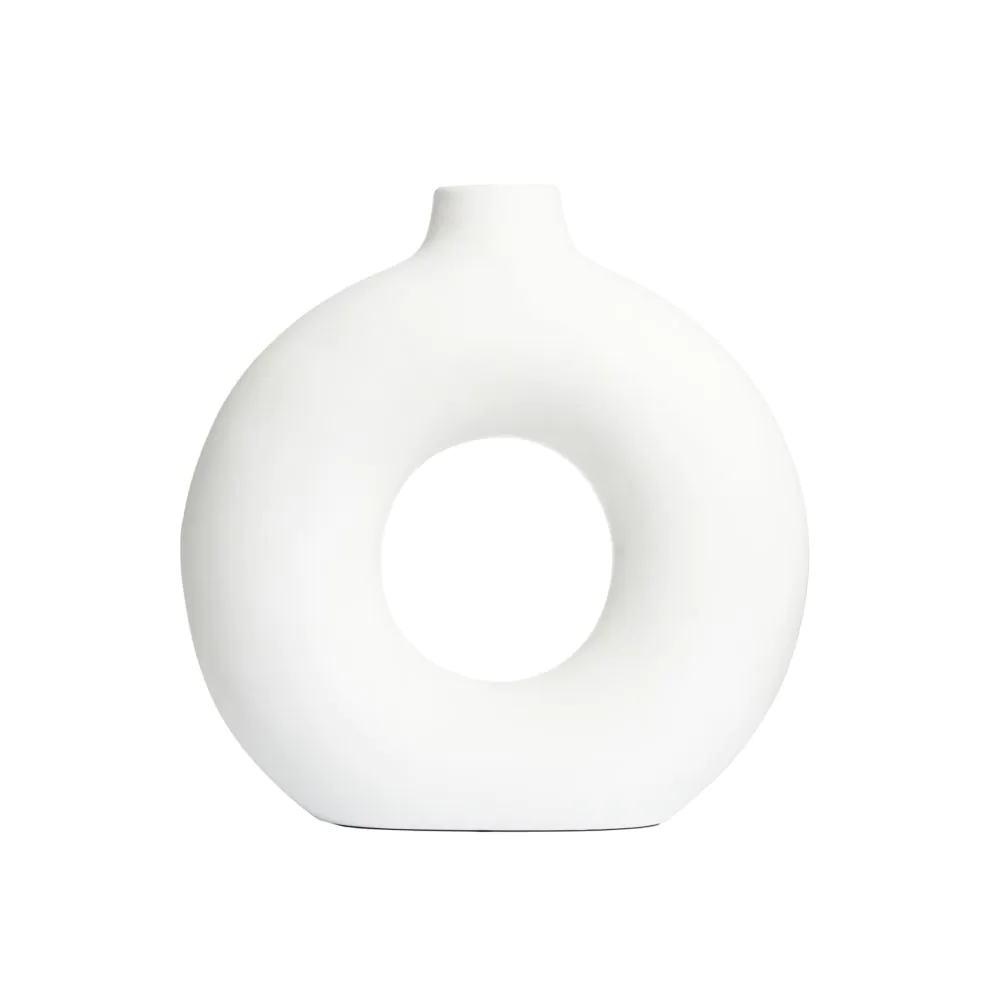 Holey Ceramic Vase, White