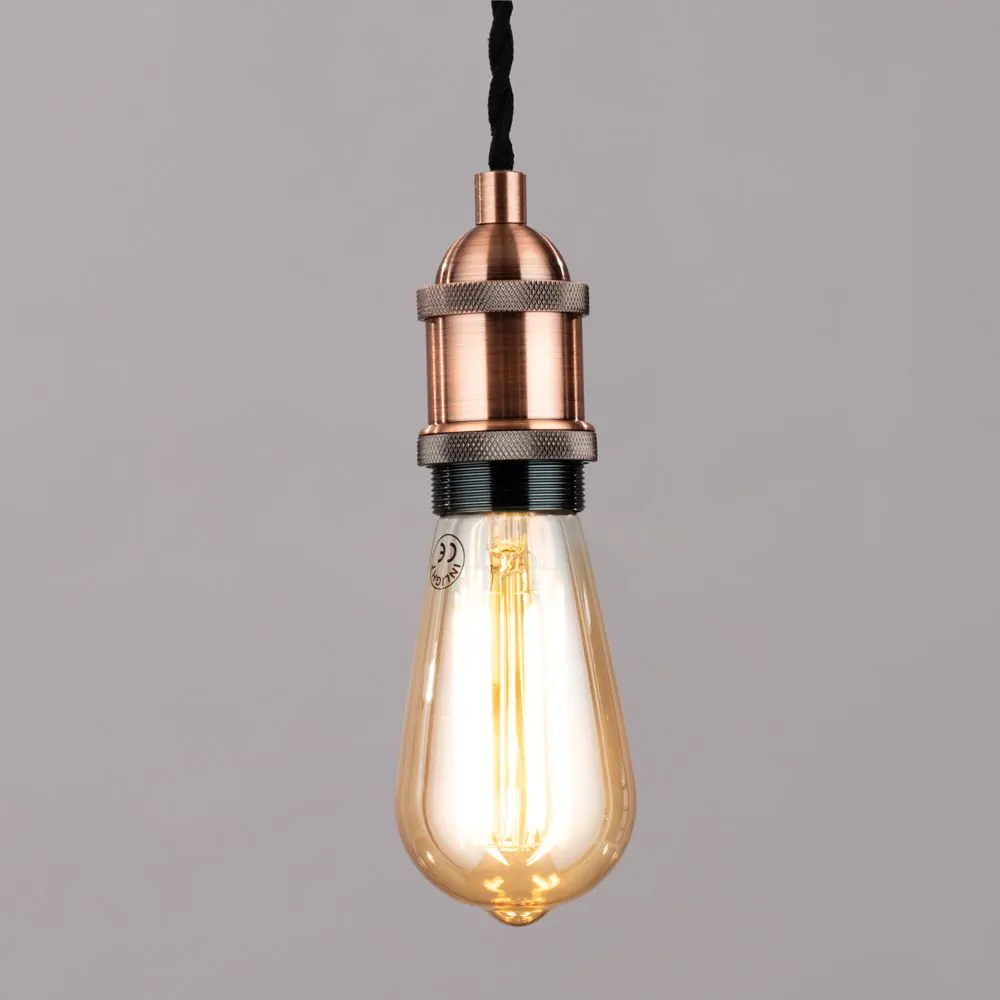 Industrial Style Black Cable Ceiling Pendant, Antique Copper - Image 3